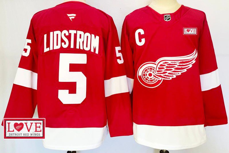 Men Detroit Red Wings 5 Lidstrom Red Fanatics 2025 NHL Jersey style 6